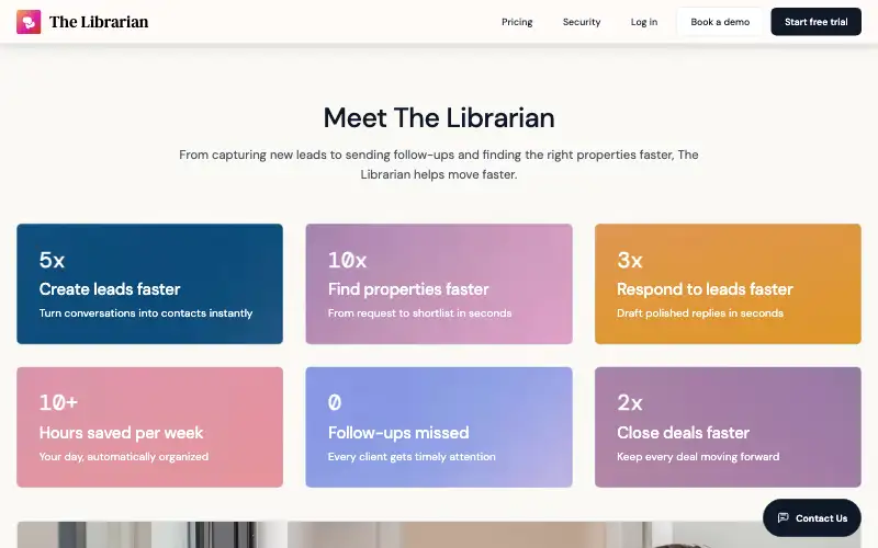 Screenshot of thelibrarian.io, further down the homepage
