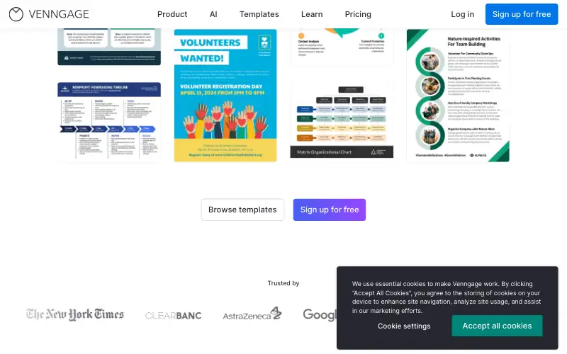 Screenshot of venngage.com, further down the homepage