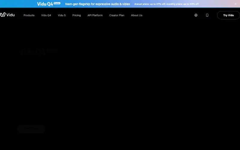Screenshot of vidu.com, further down the homepage