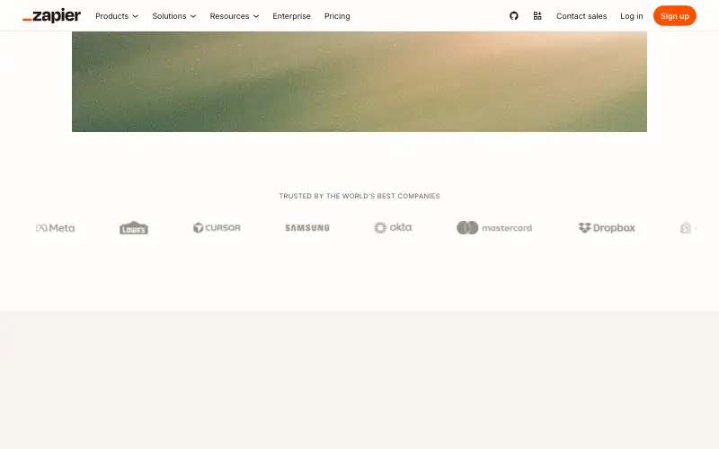 Screenshot of zapier.com, further down the homepage